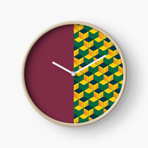 Giyu's Half Solid Half Geometric Traditional Japanese Kimono Pattern Clock
