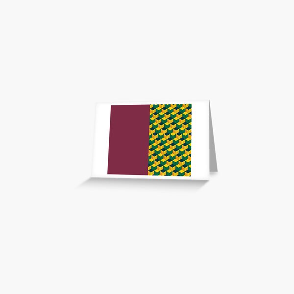 Giyu's Half Solid Half Geometric Traditional Japanese Kimono Pattern Greeting Card