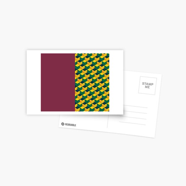 Giyu's Half Solid Half Geometric Traditional Japanese Kimono Pattern Postcard