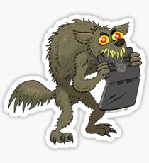 A Werewolf Chewing on a Laptop Sticker