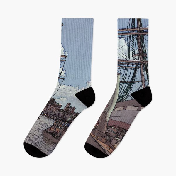 Item preview, Ancient Sailboats & Ships in Seaport Cartoon - Cute Retro Vintage Sea Gift  designed and sold by r-silver.