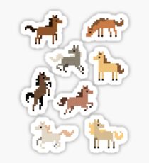 8 Mini Pixel Pferd Aufkleber Sticker