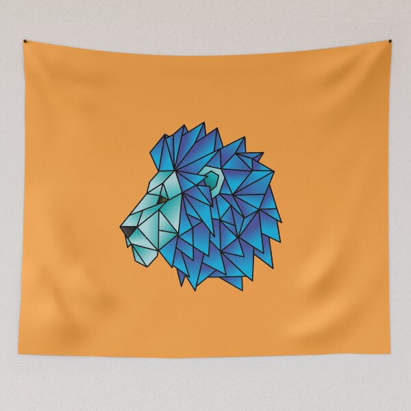 Item preview, Geometric Lion in Blue designed and sold by Art-By-Jenna.