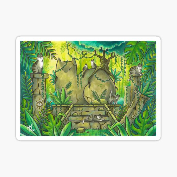 Jungle Cat Ruins Sticker