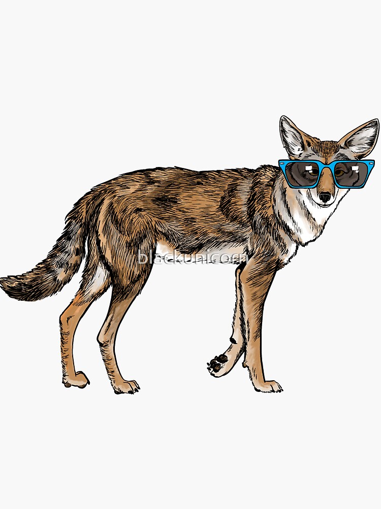 Cool Coyote with Sunglasses Sticker for Sale by blackunicorn