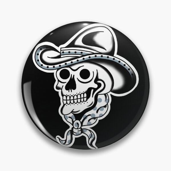 Item preview, Tattoo traditional skull cowboy blackwork  designed and sold by SuburbanStoic.