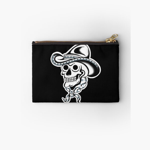 Item preview, Tattoo traditional skull cowboy blackwork  designed and sold by SuburbanStoic.
