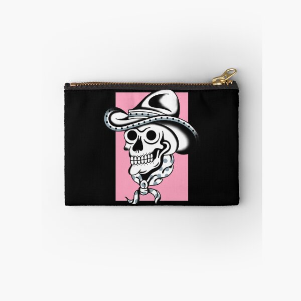 Item preview, Tattoo traditional skull cowboy blackwork Pink designed and sold by SuburbanStoic.