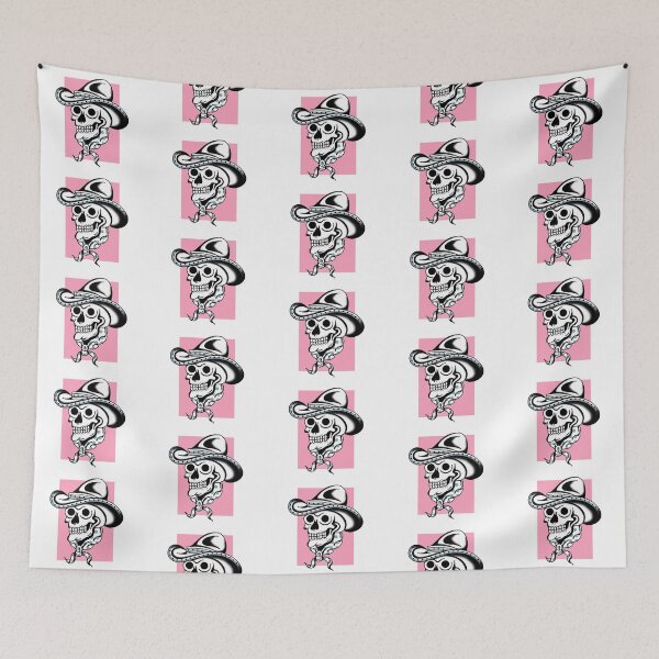 Artikelvorschau, Tätowieren Sie traditionelle Schädel Cowboy Blackwork Pink entworfen und verkauft von SuburbanStoic.