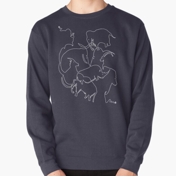 Paleolithic One Line Drawing 01: Rouffignac Pullover Sweatshirt