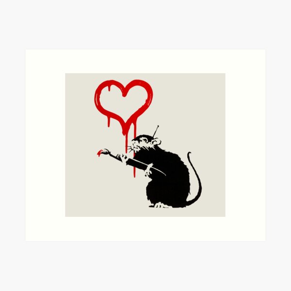 Vista previa del artículo con la obra «Banksy - Amante de las ratas», diseñado y vendido por HouseofBalloon.