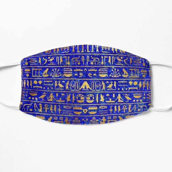 Blue Lapis and Gold Hieroglyphics Mask Flat Mask