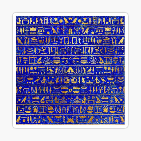 Blue Lapis and Gold Hieroglyphics Mask Sticker