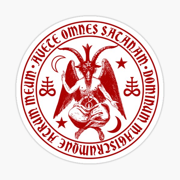 Baphomet & Satanic Crosses with Hail Satan Inscription Sticker Sticker