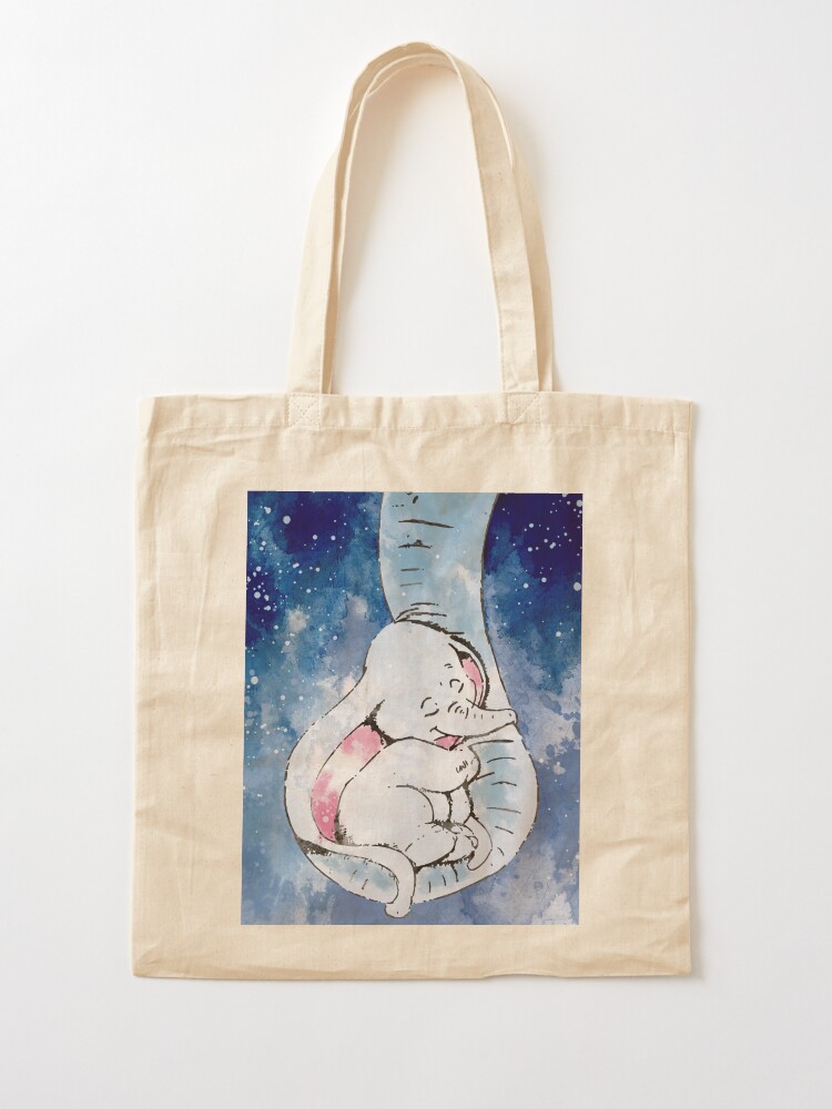 Alternate view of Dumbo and his mother, Mother and baby elephant Tote Bag