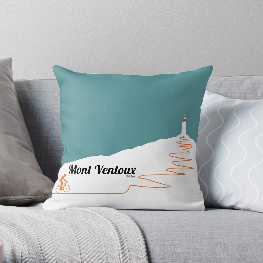 Mont Ventoux Cycling Artwork Throw Pillow