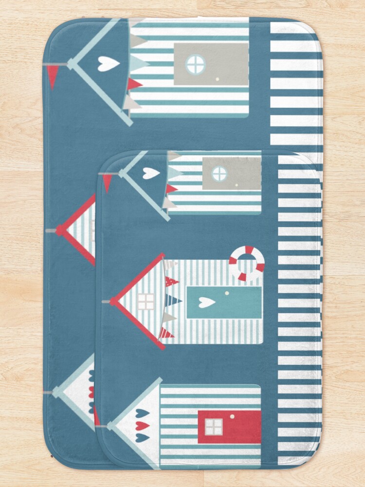 Thumbnail 5 of 6, Bath Mat, By The Sea Beach Huts designed and sold by limeandcedar.
