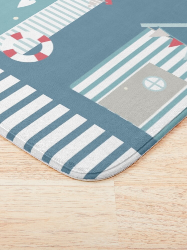 Thumbnail 3 of 6, Bath Mat, By The Sea Beach Huts designed and sold by limeandcedar.