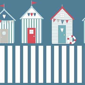 Artwork thumbnail, By The Sea Beach Huts by limeandcedar