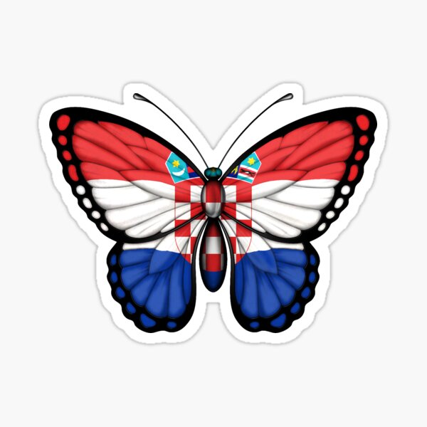 Croatian Flag Butterfly Sticker
