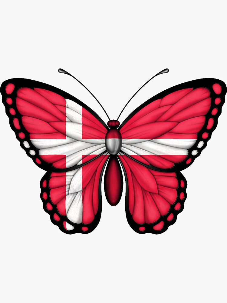 "Danish Flag Butterfly" Sticker for Sale by JeffBartels Redbubble