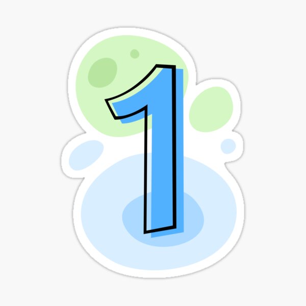 "Number one sticker with pastel blue and green color splashes" Sticker