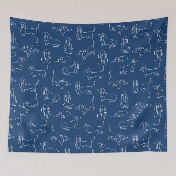 Item preview, Basset Hound Pattern (Navy Background) designed and sold by illucalliart.