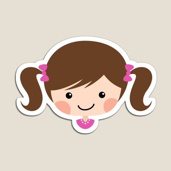 Cute cartoon girl with pigtails, black hair and dark skin Cute cartoon girl with pigtails, black hair and dark skin