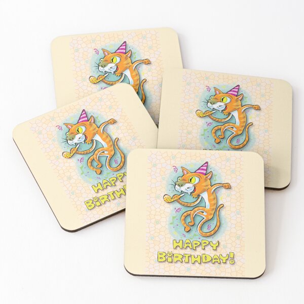 Item preview, Jumping Happy Party Cat - Birthday Wishes designed and sold by KenRinkel.