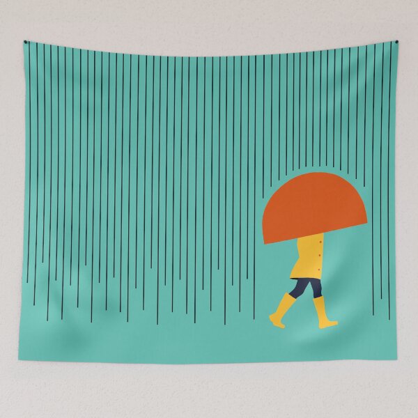 Item preview, Girl in the rain - minimal graphic design illustration designed and sold by RAWWR.