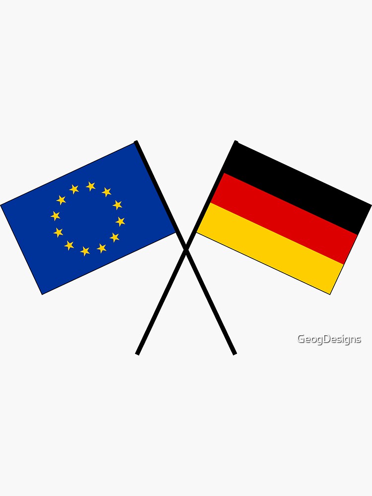 Sticker mit Europa EU Deutschland Flagge Fahne gekreuzt von