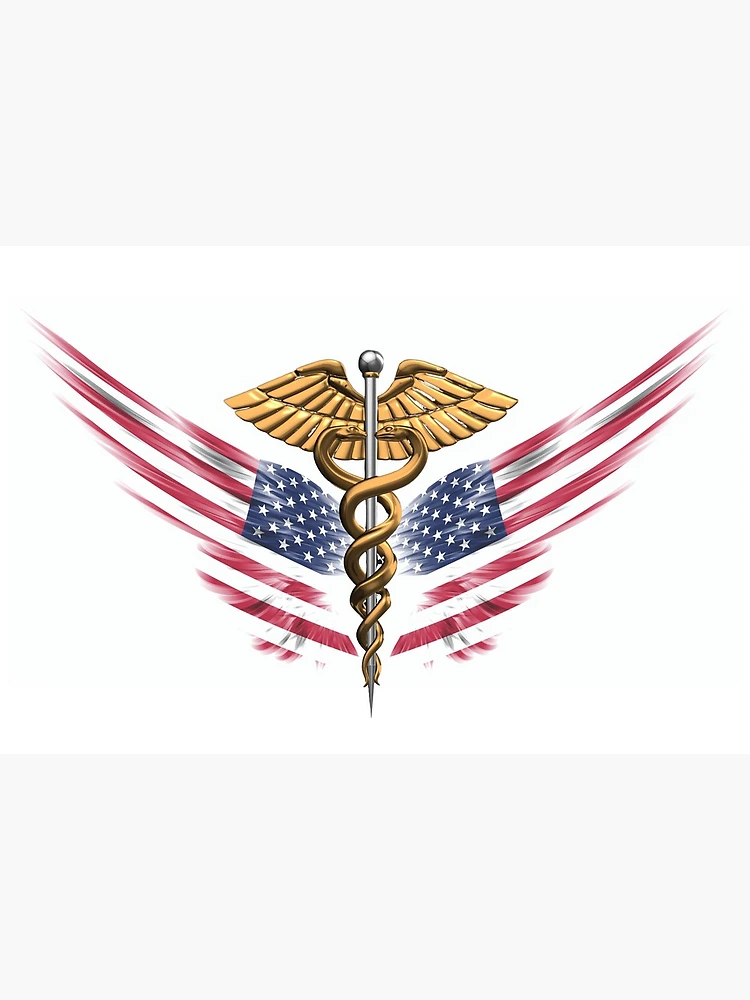 American Flag Usa Flag Flag Wings Medical Caduceus Symbol | Art Board Print