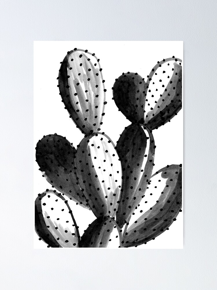 Poster for Sale avec l uvre Cactus noir et blanc de l artiste