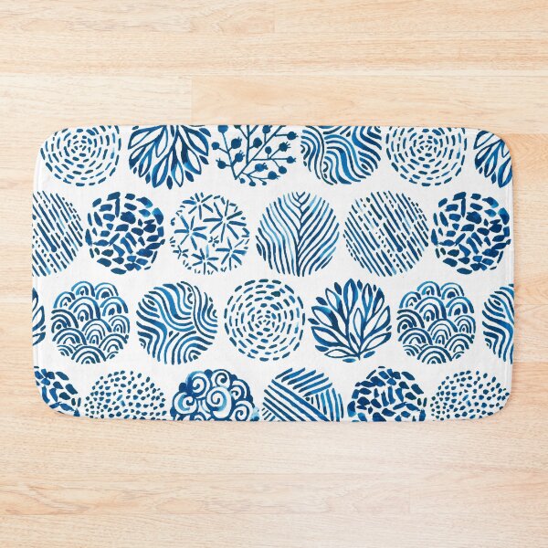 Item preview, Watercolor indigo circle doodles. Abstract Japanese nature decoration. designed and sold by kostolom3000.