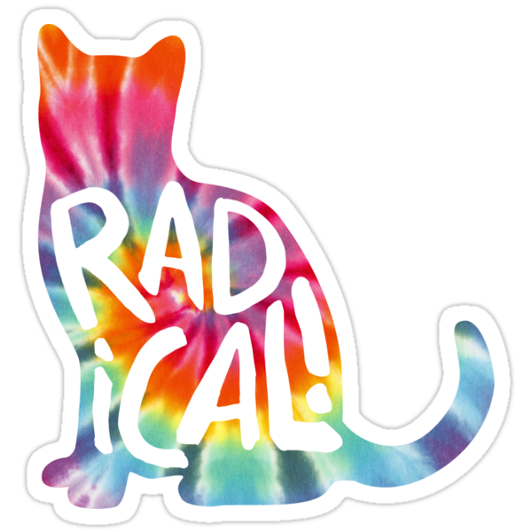 radical cat tie dye stickers by shebandit redbubble