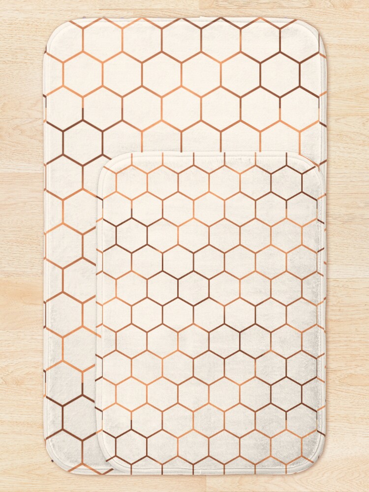 Alternate view of Rose gold copper honeycomb Bath Mat