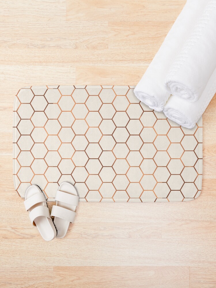 Alternate view of Rose gold copper honeycomb Bath Mat