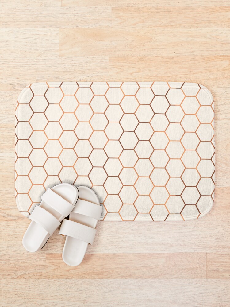 Alternate view of Rose gold copper honeycomb Bath Mat