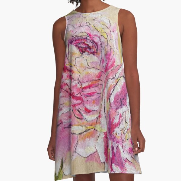 Pivoines, Peonies A-Line Dress