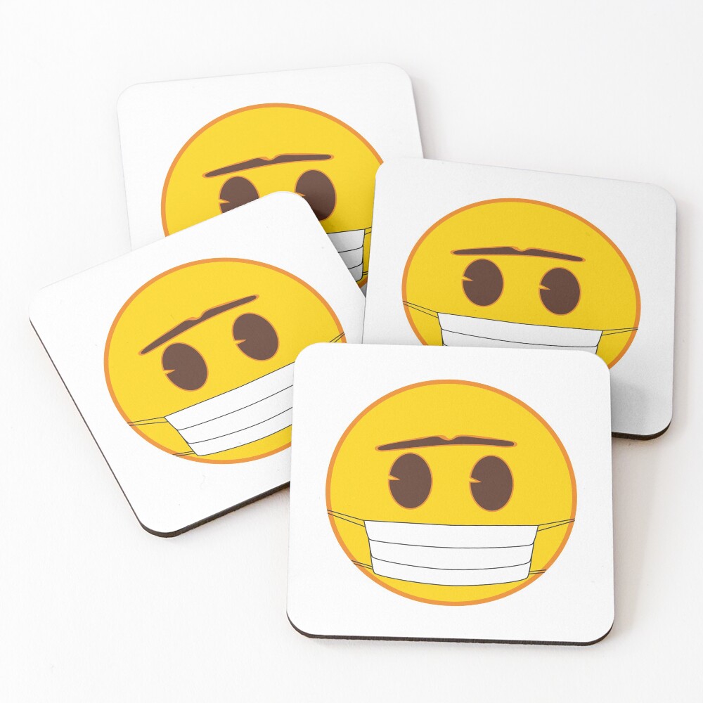 Emoji with mask Coasters (Set of 4)