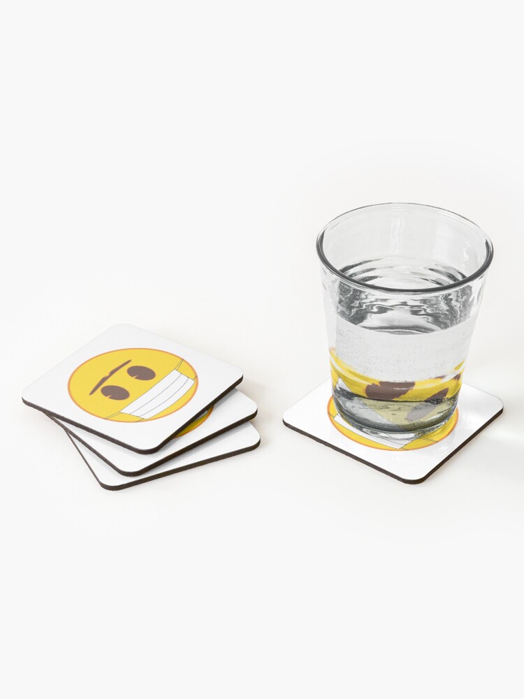 Alternate view of Emoji with mask Coasters (Set of 4)