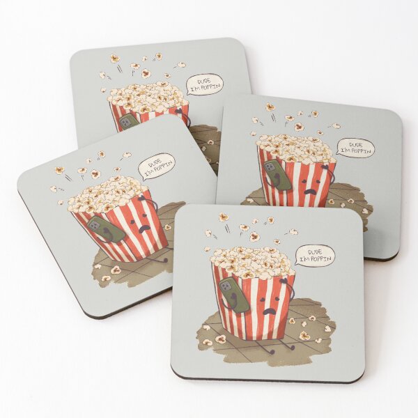 Item preview, PopCorn - Dude Im Poppin | Reusable Facemask, T Shirt Design | Cartoon Movie Snack | Popcorn addict Phrase Saying Pun Quote | Cinema Theater designed and sold by Any Color Designs.