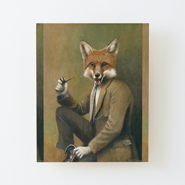 Vintage Mr Fox Wood Mounted Print