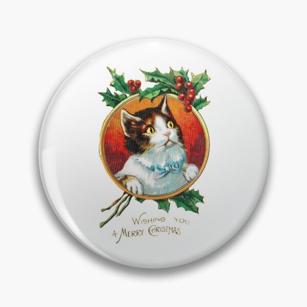 Artikelvorschau, Weinlese-Weihnachten - Stechpalmen-Katze entworfen und verkauft von weavernap.