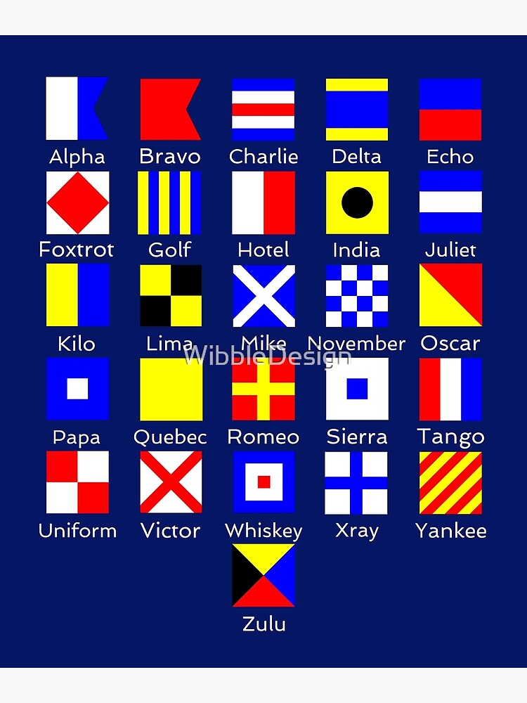 sailing-nautical-signal-flag-alphabet-art-print-for-sale-by-wibbledesign-redbubble for Free Printable Nautical Flag Alphabet Sailing Nautical Signal Flag Alphabet