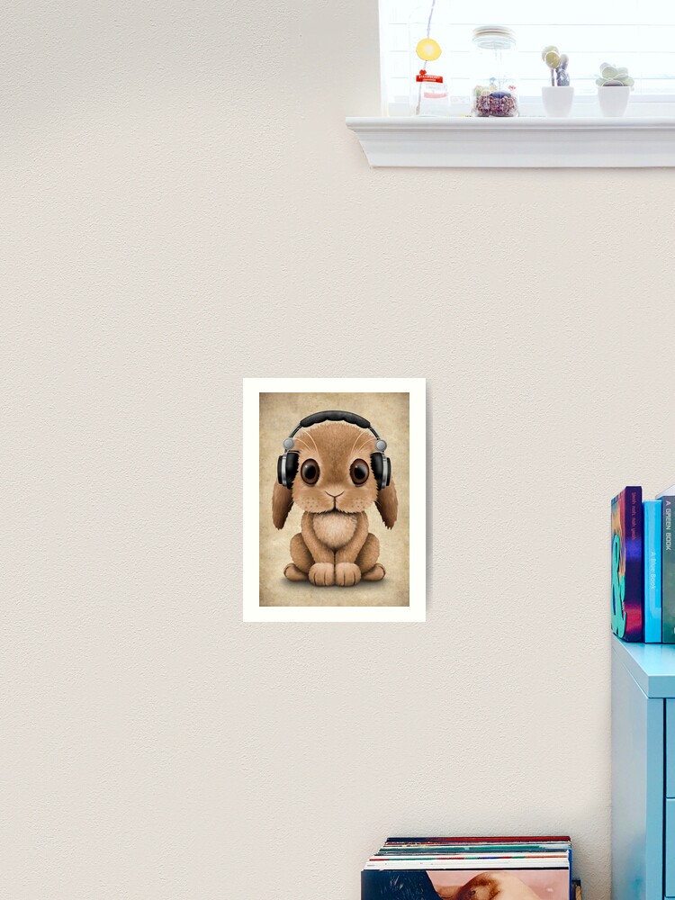 Cute Baby Bunny Dj Wearing Headphones Art Print By Jeffbartels Redbubble