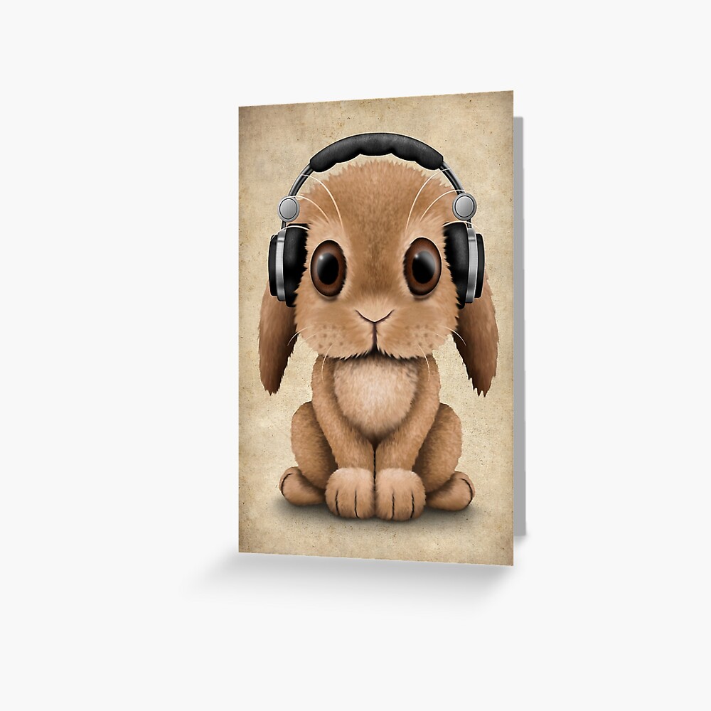 Cute Baby Bunny Dj Wearing Headphones Art Print By Jeffbartels Redbubble