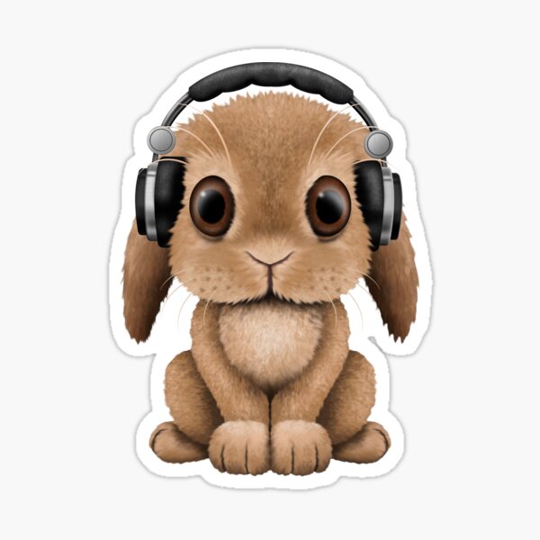 Item preview, Cute Baby Bunny Dj Wearing Headphones designed and sold by JeffBartels.