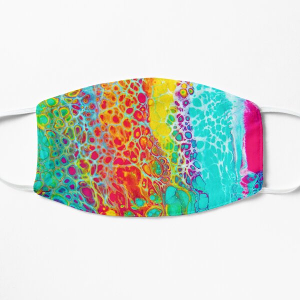 "Cellular Rainbow" - Acrylic Paint Pour Flat Mask
