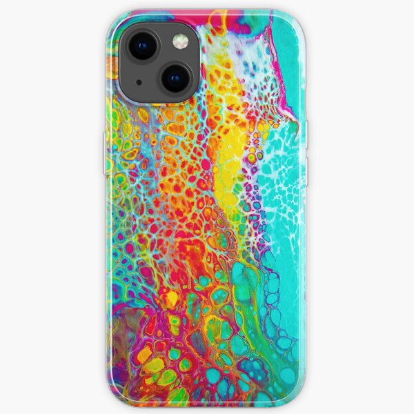 "Cellular Rainbow" - Acrylic Paint Pour iPhone Soft Case